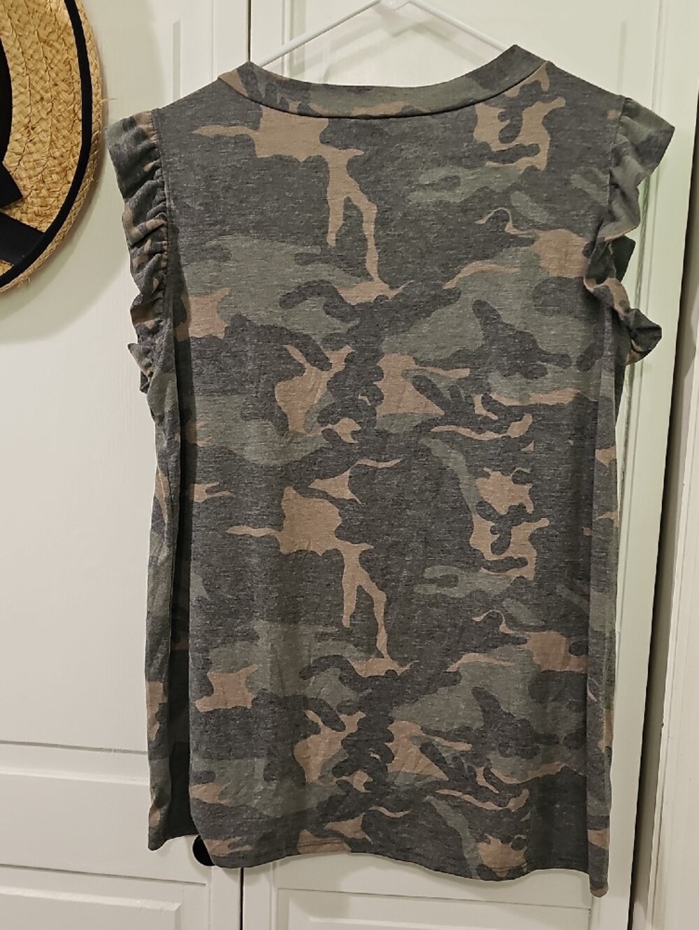 BiBi Olive & Gray Camo Ruffle Tank - Picture 6 of 8
